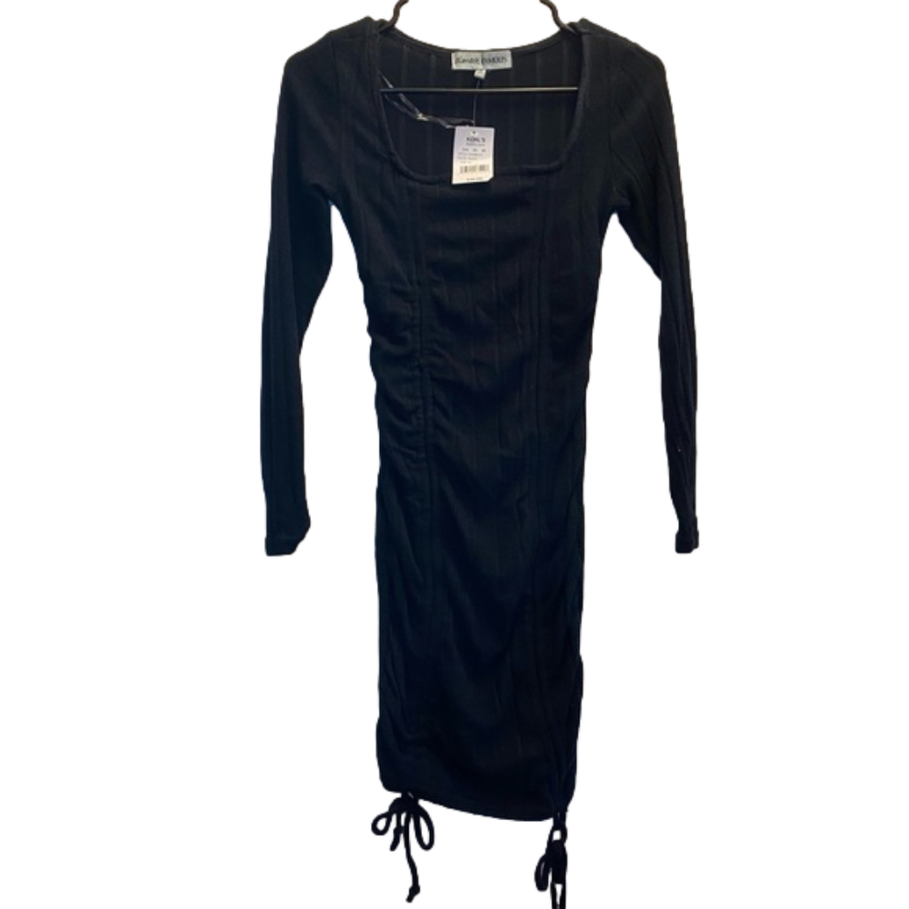 NWT Almost Famous Black Ruched Bodycon Dress Size Medium